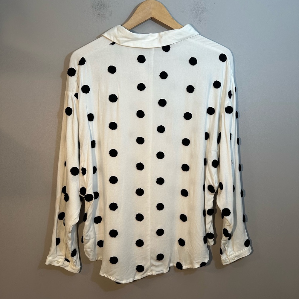 Zara Polka Dot Shirt White 7969/228 Sz Small - Picture 5 of 10